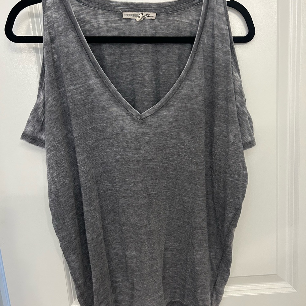 Express Distressed Open Shoulder Women’s Shirt Medium M